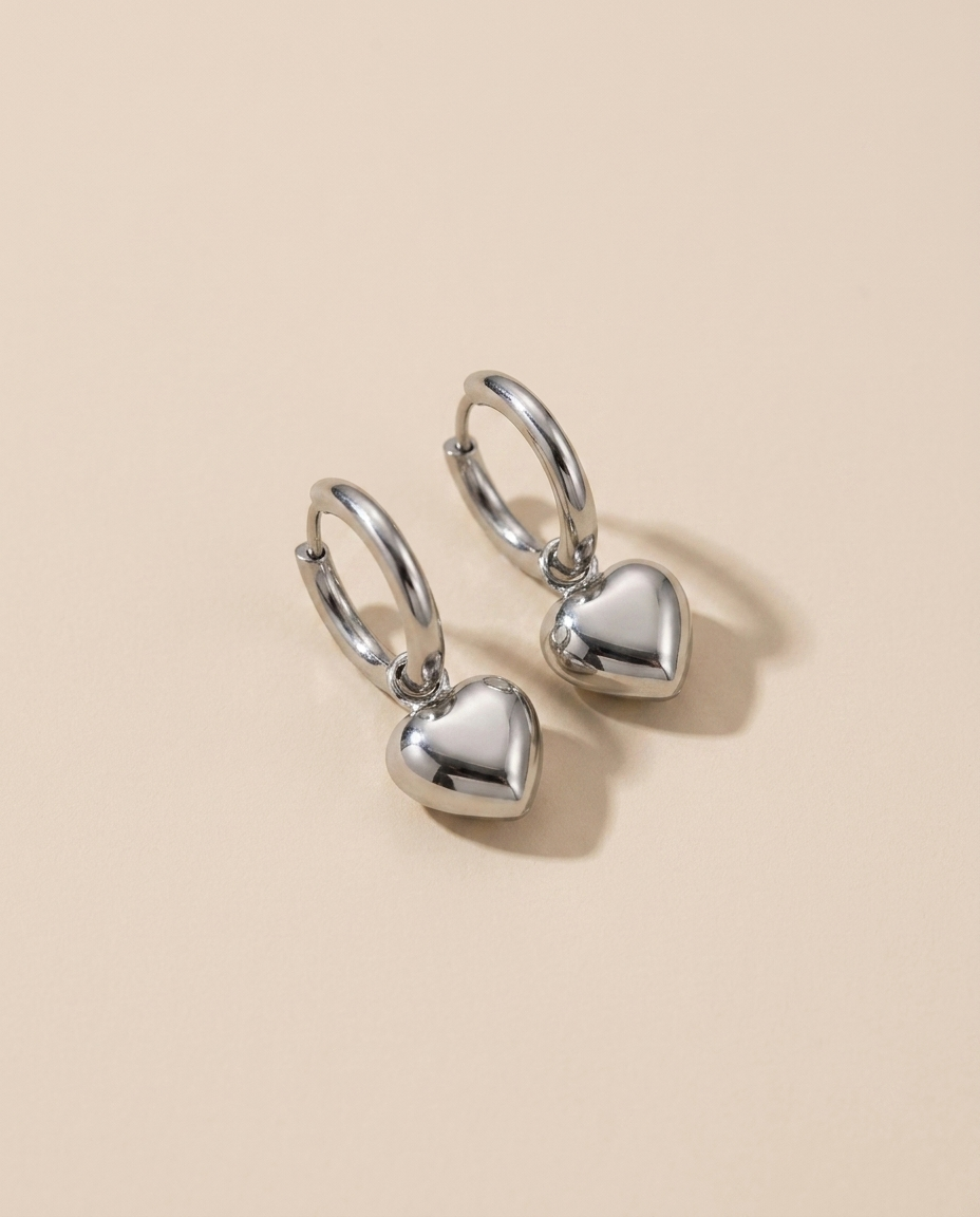 Mini Filled Heart Drop Earrings