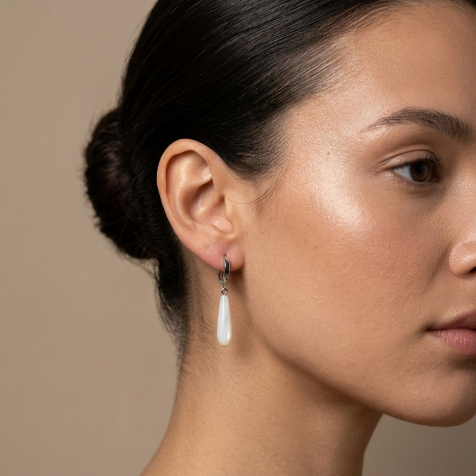 Mini Shell Drop Pearl Earrings