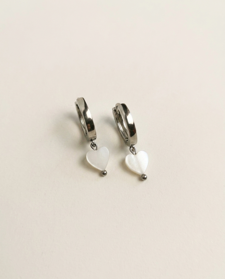 Mini Shell Heart Pearl Drop Earrings