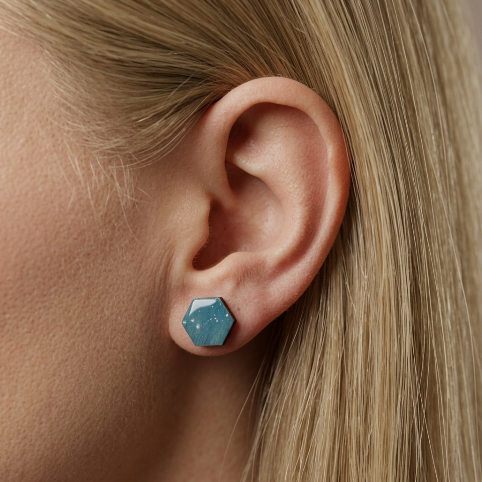 Wood Facet Earrings