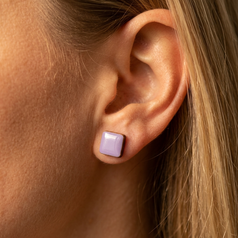 Wood Mini Frame Earrings