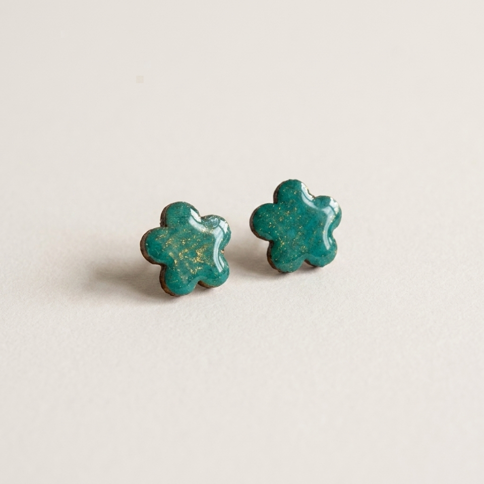Wood Mini Bloom Earrings
